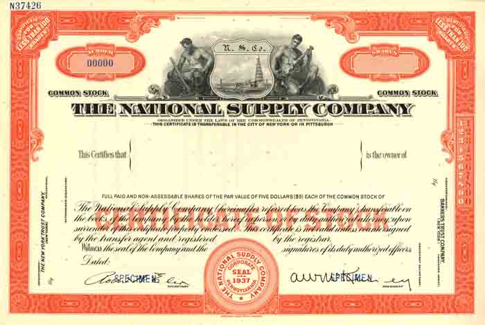National Supply Co. - Stock Certificate